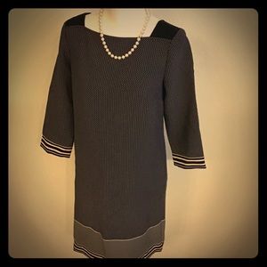 Ann Taylor polka dot dress w/ tan trim